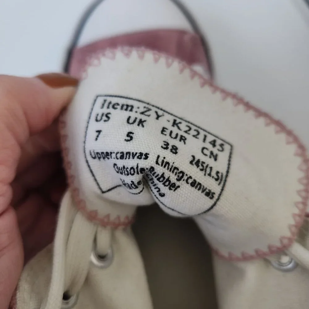 Dusty Pink Velvet Platform High Top Sneakers Chunky Summer Feminine Casual Cute - Picture 6 of 8